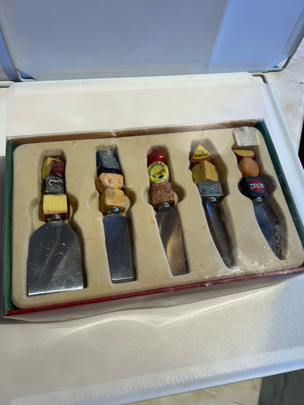 Vintage Cheese Spreaders with Multicolored Beaded Handles